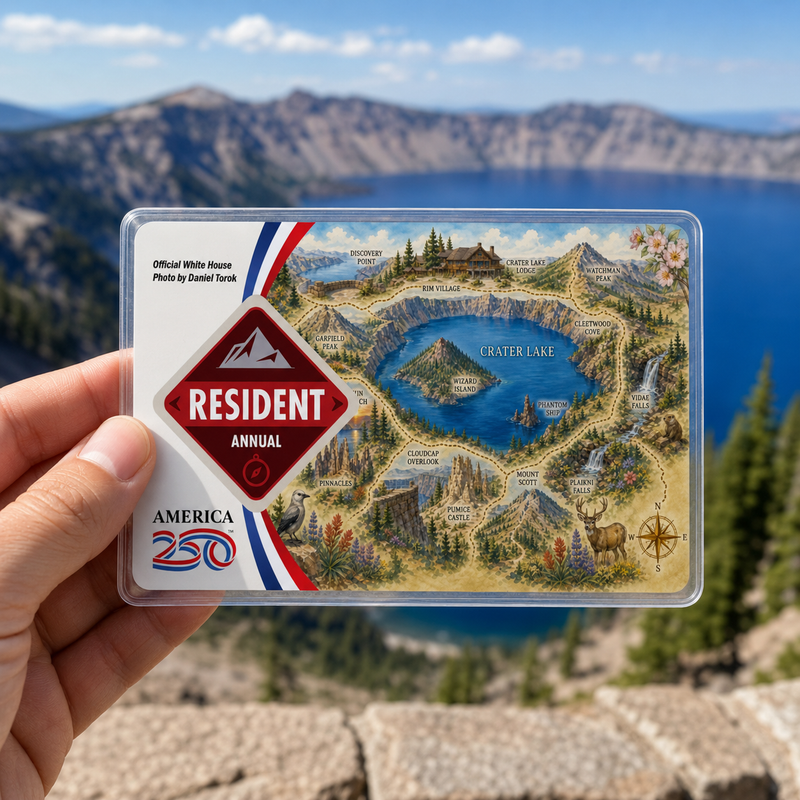 Crater Lake Map National Park Pass Sleeve | Gift For Hikers & Travel Lovers