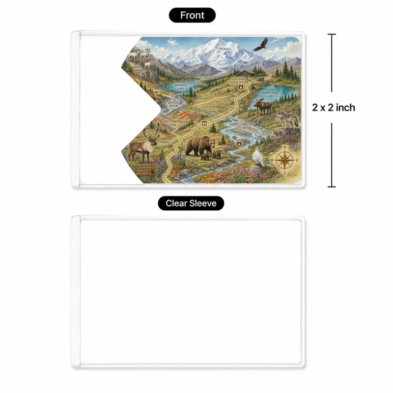 Denali Map National Park Pass Sleeve | Gift For Hikers & Travel Lovers