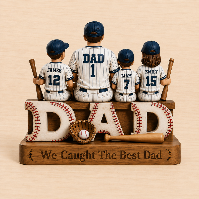 Personalized Baseball Dad Wooden Block, Father's Day Gift