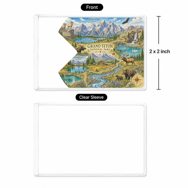 Grand Teton Map National Park Pass Sleeve | Gift for Hikers & Travel Lovers