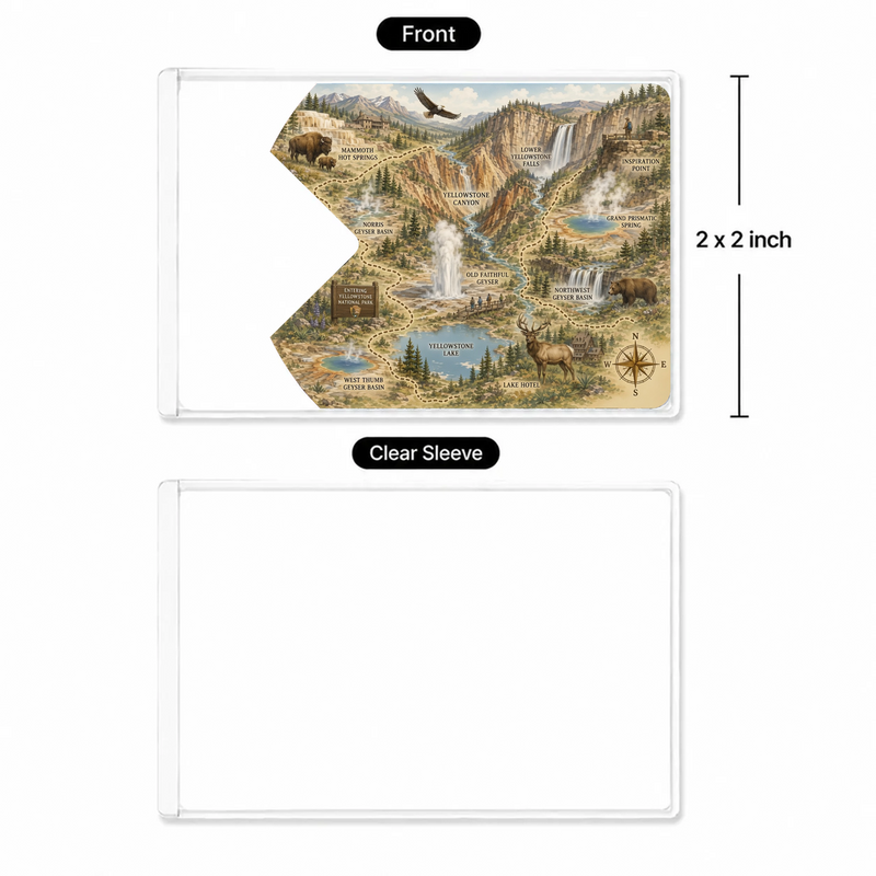 Yellowstone Map National Park Pass Sleeve | Gift for Hikers & Travel Lovers