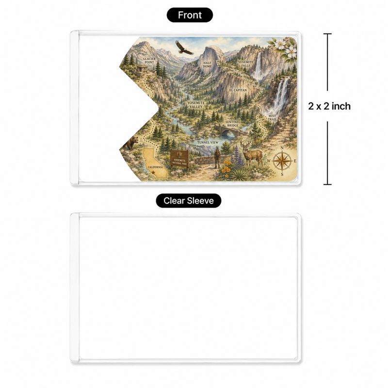 Yosemite Map National Park Pass Sleeve | Gift for Hikers & Travel Lovers