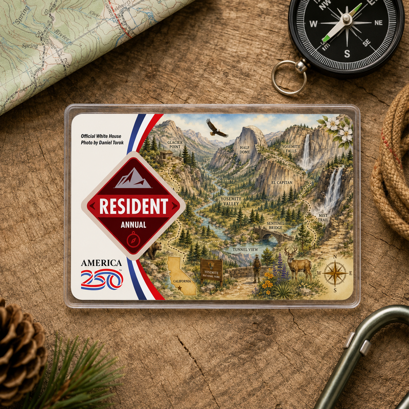 Yosemite Map National Park Pass Sleeve | Gift for Hikers & Travel Lovers