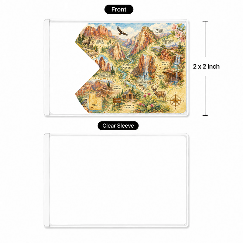 Zion Map National Park Pass Sleeve | Gift for Hikers & Travel Lovers