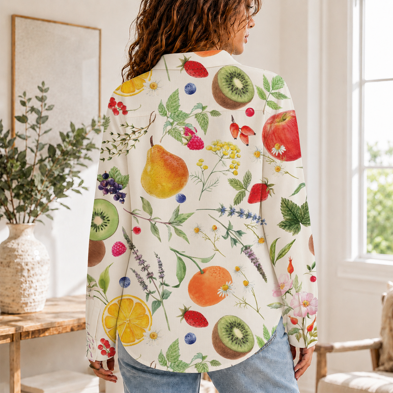 Vintage Botanical Fruit Blouse Shirt | Gift For Fruit Lovers