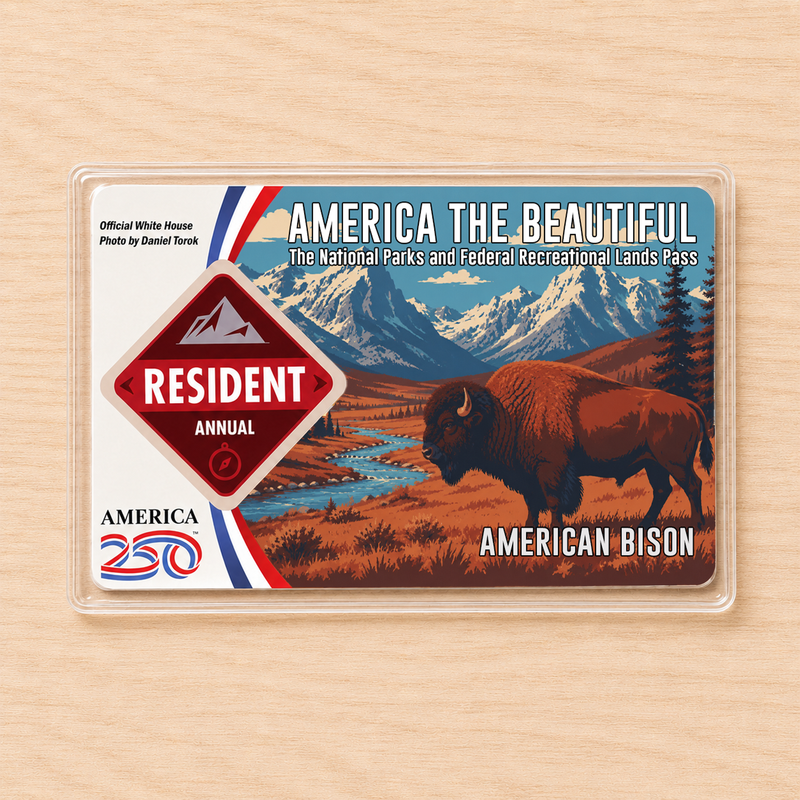 American Bison National Park Pass Sleeve – America the Beautiful Card Cover for Hikers & Travel Lovers