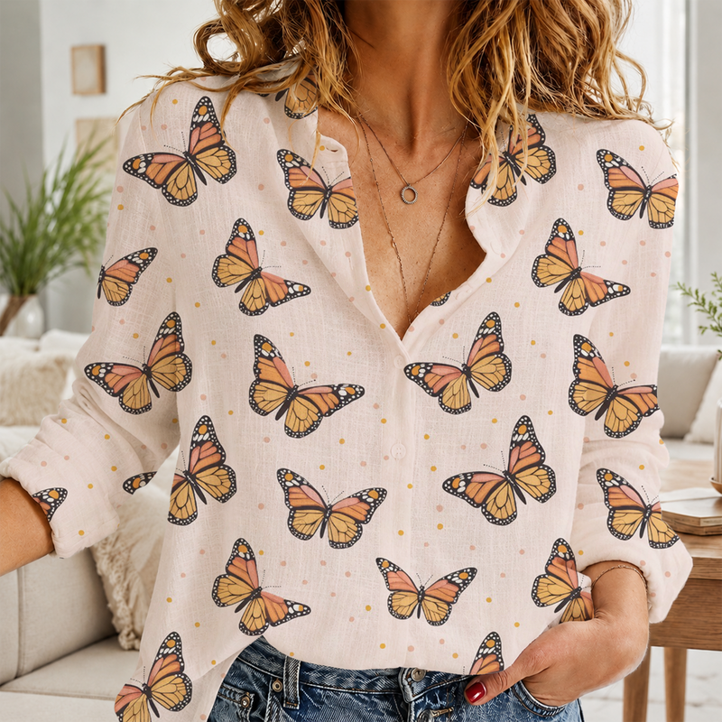 Boho Butterfly Nature Summer Blouse Shirt | Gift For Butterfly Lovers