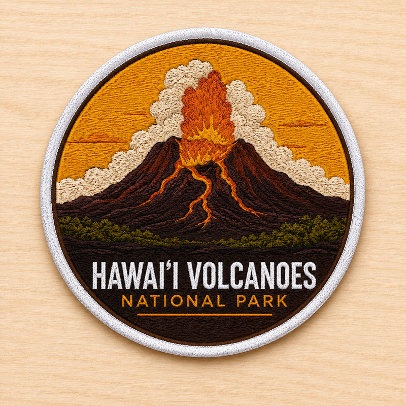 Hawai'i Volcanoes National Park Iron-on Patch | Gift for Hikers & Travel Lovers
