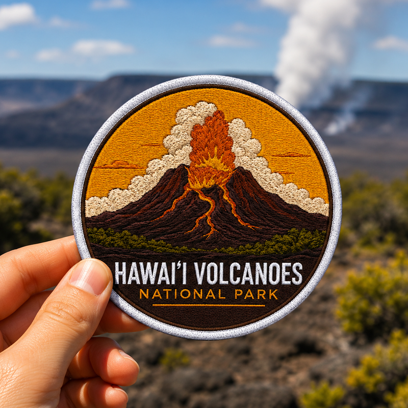 Hawai'i Volcanoes National Park Iron-on Patch | Gift for Hikers & Travel Lovers