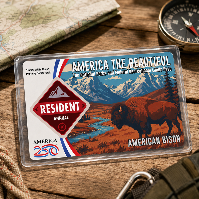 American Bison National Park Pass Sleeve – America the Beautiful Card Cover for Hikers & Travel Lovers