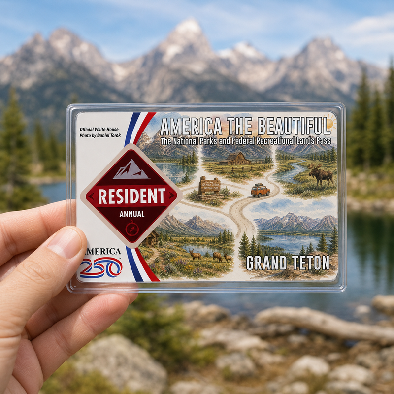 Grand Teton National Park Map Pass Sleeve – America the Beautiful Card Cover for Hikers & Travel Lovers