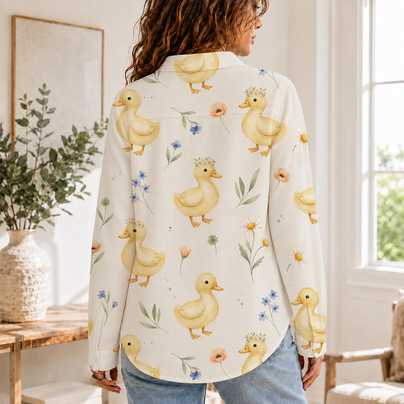 Baby Duck Floral Women Blouse Shirt | Gift For Animal Lovers