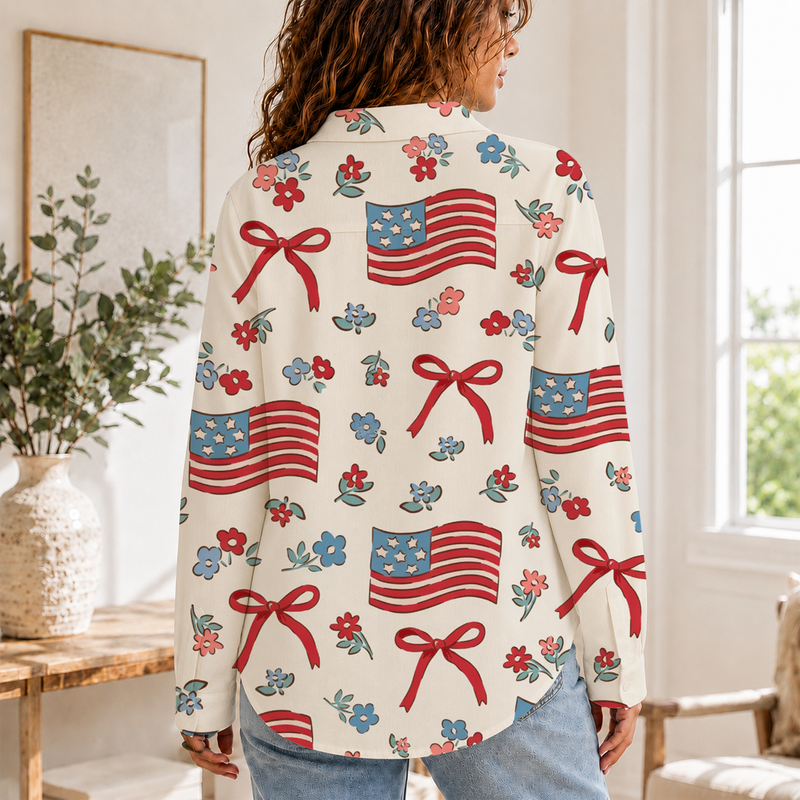 Coquette Bow 4th Of July Blouse Shirt | Gift For Women