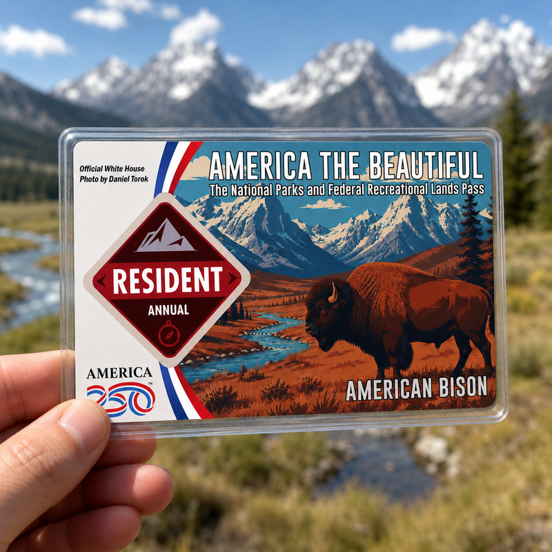 American Bison National Park Pass Sleeve – America the Beautiful Card Cover for Hikers & Travel Lovers