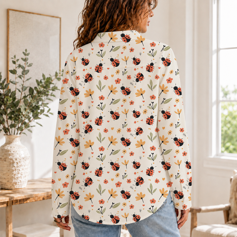 Vintage Ladybug Garden Blouse Shirt | Gift For Nature Lovers