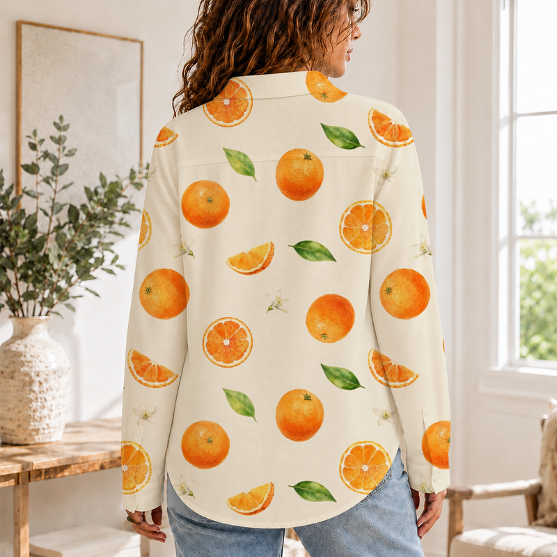 Orange Fruit Women Blouse Shirt | Gift For Fruit Lovers