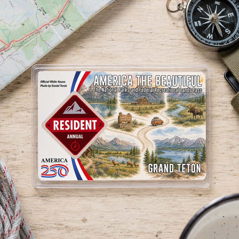 Grand Teton National Park Map Pass Sleeve – America the Beautiful Card Cover for Hikers & Travel Lovers