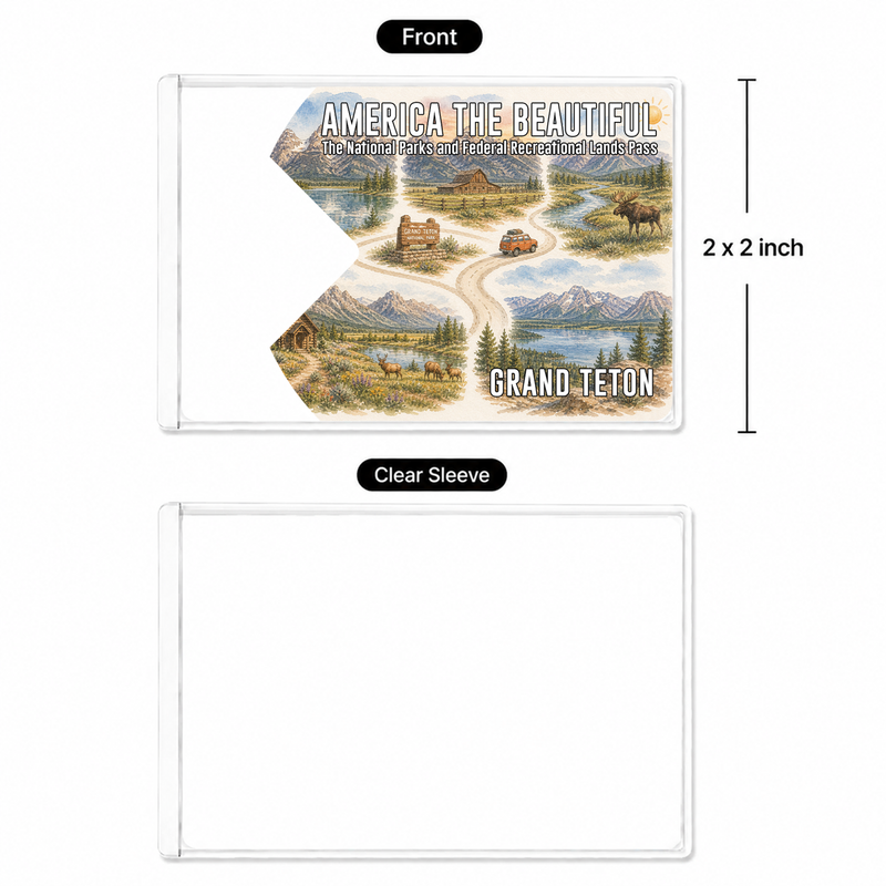 Grand Teton National Park Map Pass Sleeve – America the Beautiful Card Cover for Hikers & Travel Lovers