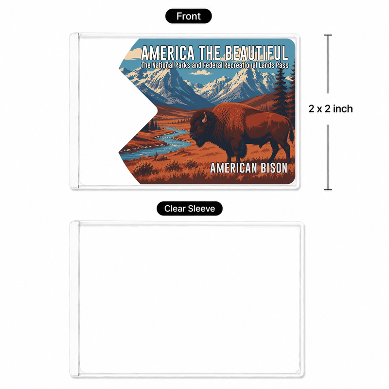 American Bison National Park Pass Sleeve – America the Beautiful Card Cover for Hikers & Travel Lovers