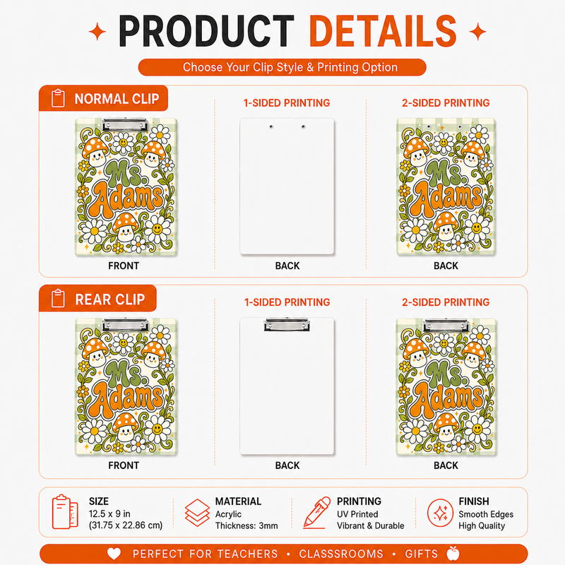 Clear Acrylic Clipboard for Teachers | Durable Office & School Supplies