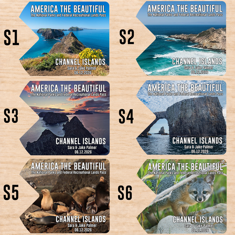 Pack 6 Channel Islands National Park Pass Sleeves – Landscapes & Animals | Gift for Hikers & Travel Lovers