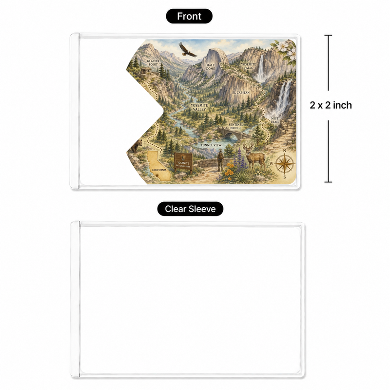 Yosemite Map National Park Pass Sleeve | Gift for Hikers & Travel Lovers