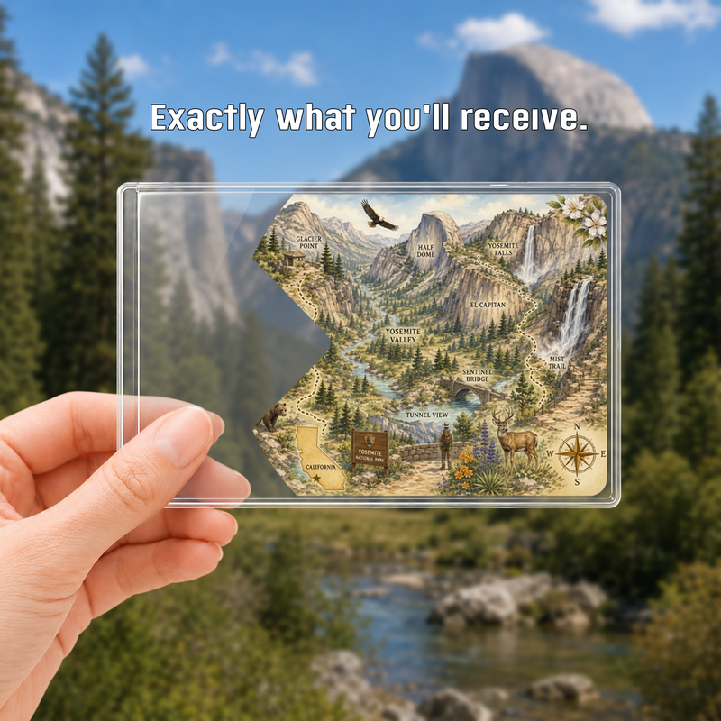 Yosemite Map National Park Pass Sleeve | Gift for Hikers & Travel Lovers