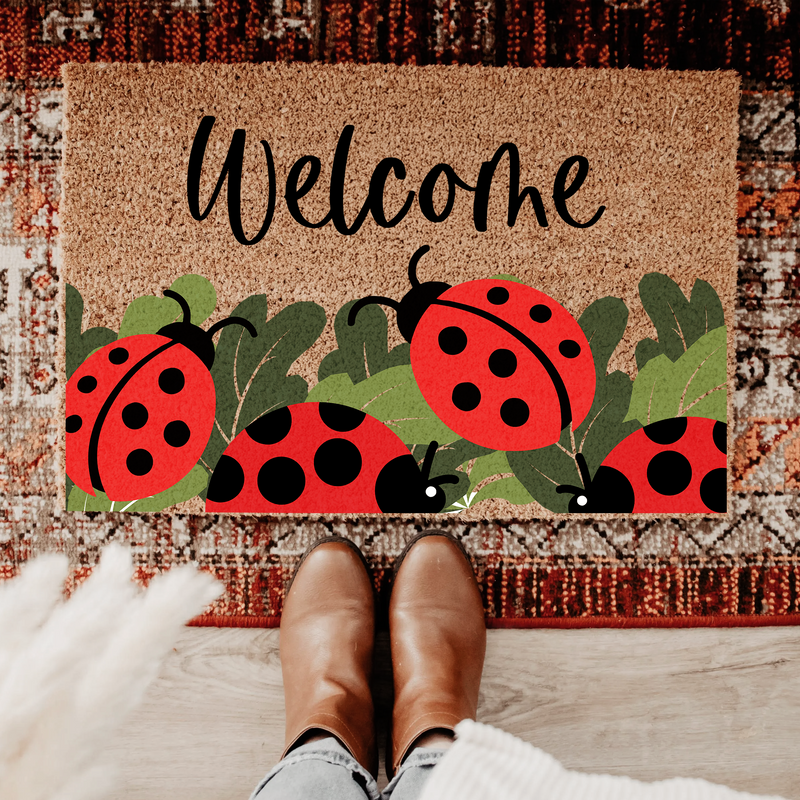 Cute Ladybug Welcome Doormat | Gift For Garden Lovers