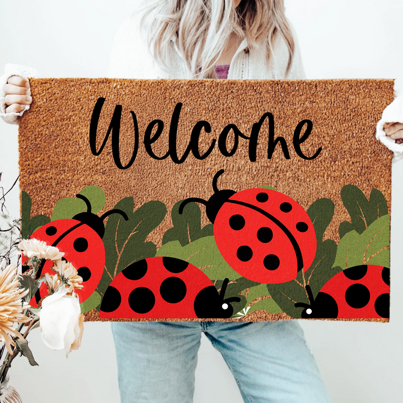 Cute Ladybug Welcome Doormat | Gift For Garden Lovers