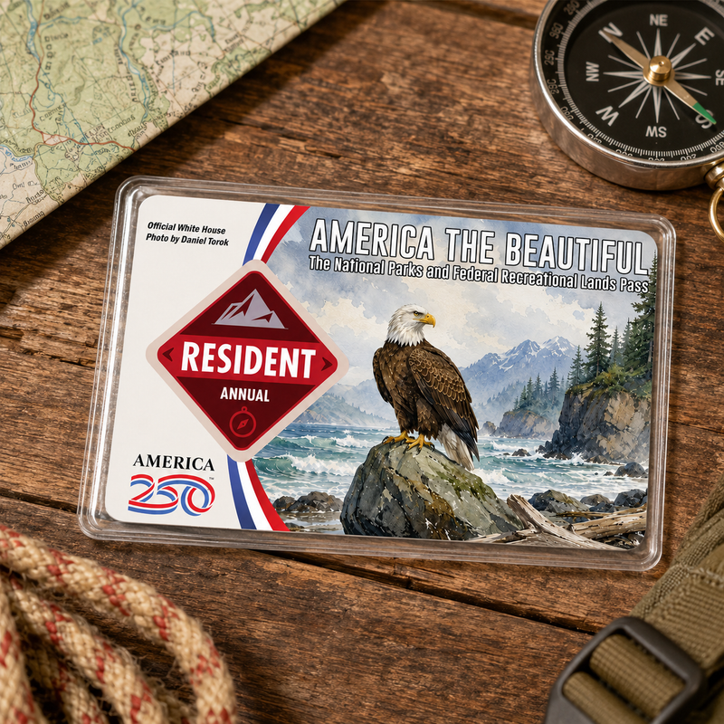 Bald Eagle National Park Pass Sleeve – America the Beautiful Card Cover for Hikers & Travel Lovers
