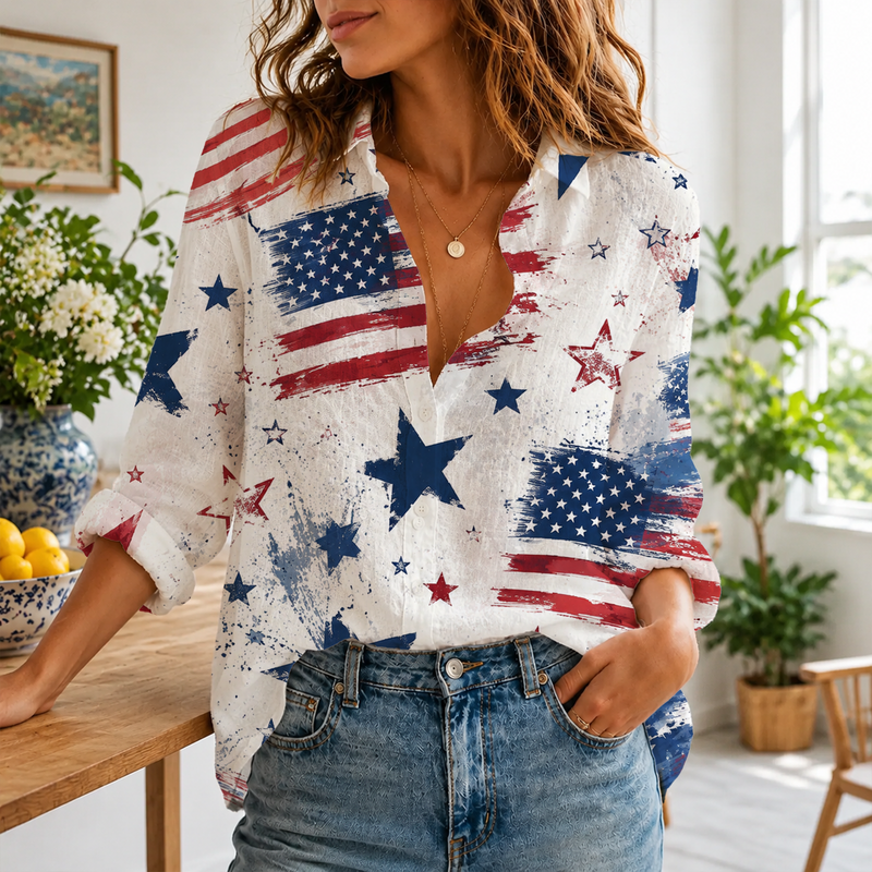 American Flag 4th Of July Blouse Shirt | Gift For USA Lovers