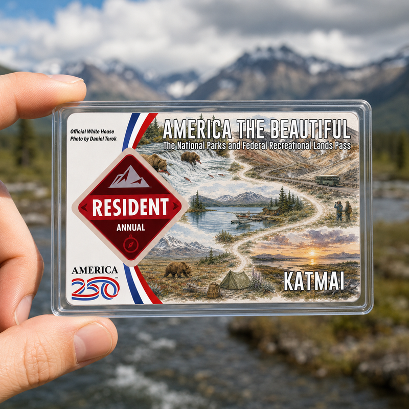 Katmai National Park Map Pass Sleeve – America the Beautiful Card Cover for Hikers & Travel Lovers