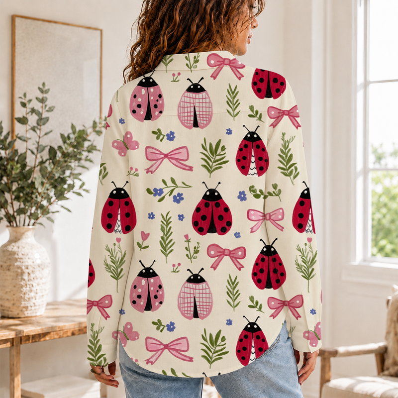 Ladybug Bow Women Blouse Shirt | Gift For Nature Lovers