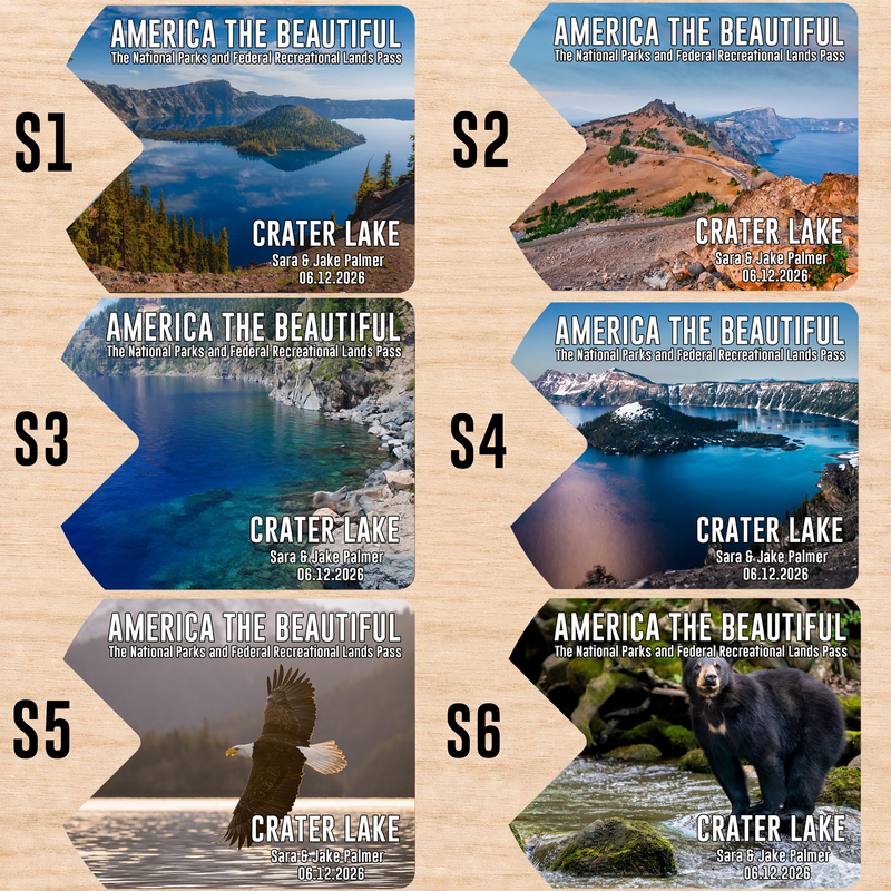 Pack 6 Crater Lake National Park Pass Sleeves – Landscapes & Animals | Gift for Hikers & Travel Lovers