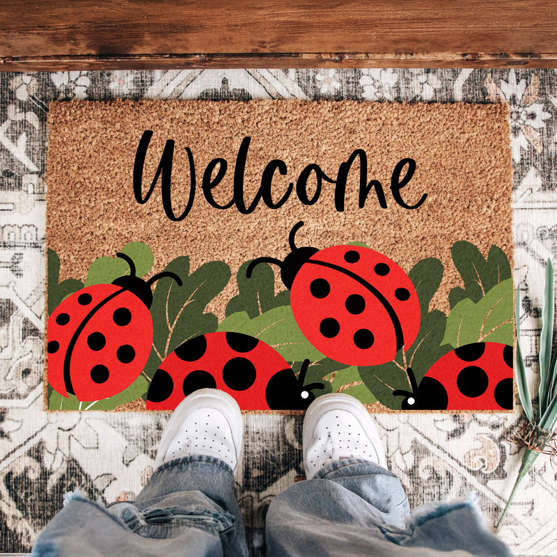 Cute Ladybug Welcome Doormat | Gift For Garden Lovers