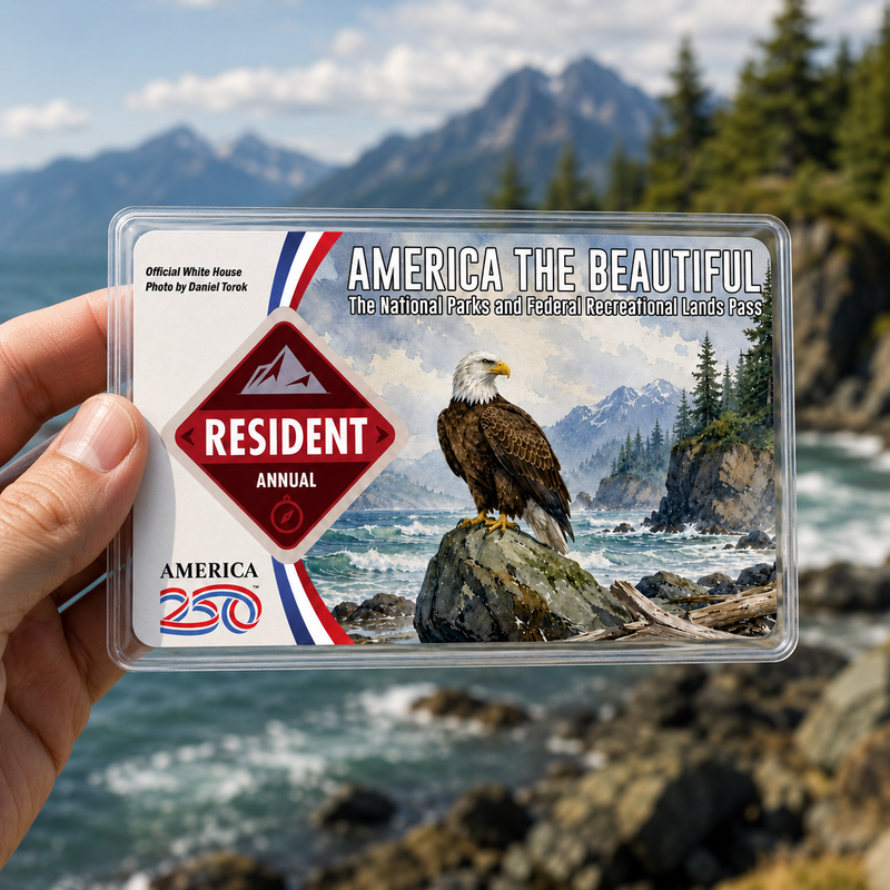 Bald Eagle National Park Pass Sleeve – America the Beautiful Card Cover for Hikers & Travel Lovers