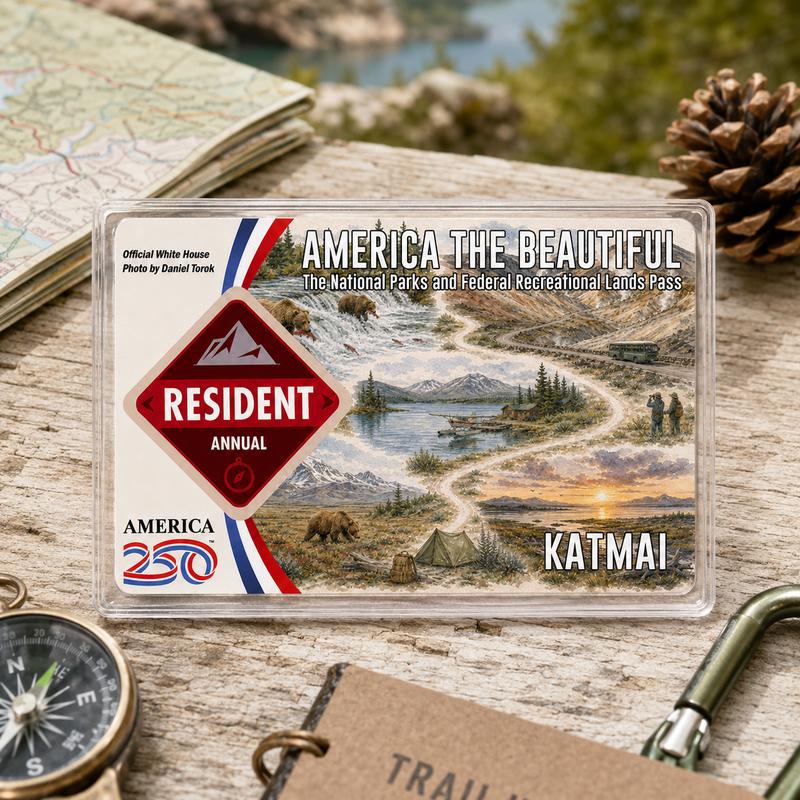 Katmai National Park Map Pass Sleeve – America the Beautiful Card Cover for Hikers & Travel Lovers