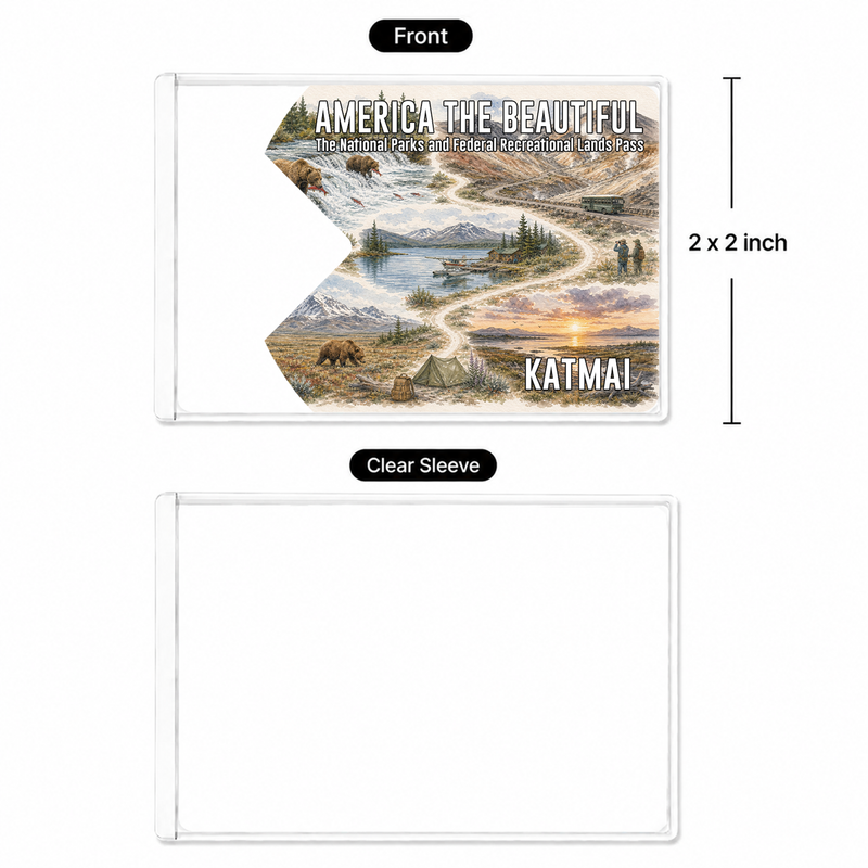 Katmai National Park Map Pass Sleeve – America the Beautiful Card Cover for Hikers & Travel Lovers
