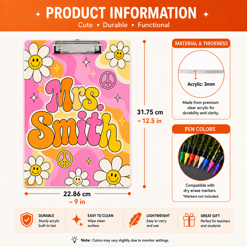 Transparent Clipboard for Classroom & Office Use | Durable Acrylic Design