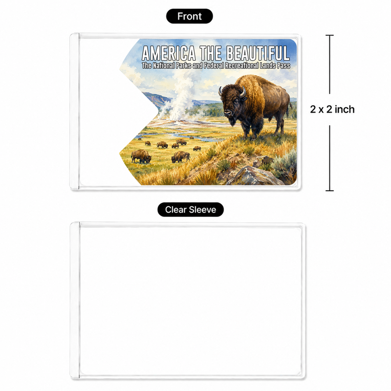 American Bison National Park Pass Sleeve – America the Beautiful Card Cover for Hikers & Travel Lovers