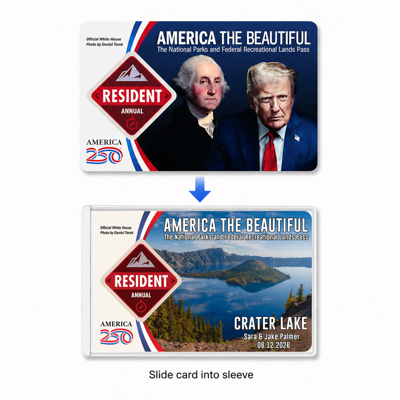 Pack 6 Crater Lake National Park Pass Sleeves – Landscapes & Animals | Gift for Hikers & Travel Lovers