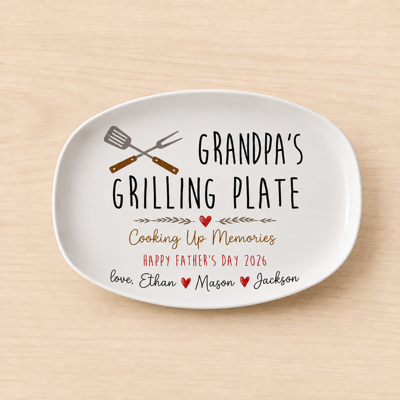 Custom Grandpa Grilling Plate | Father’s Day Gift from Grandkids