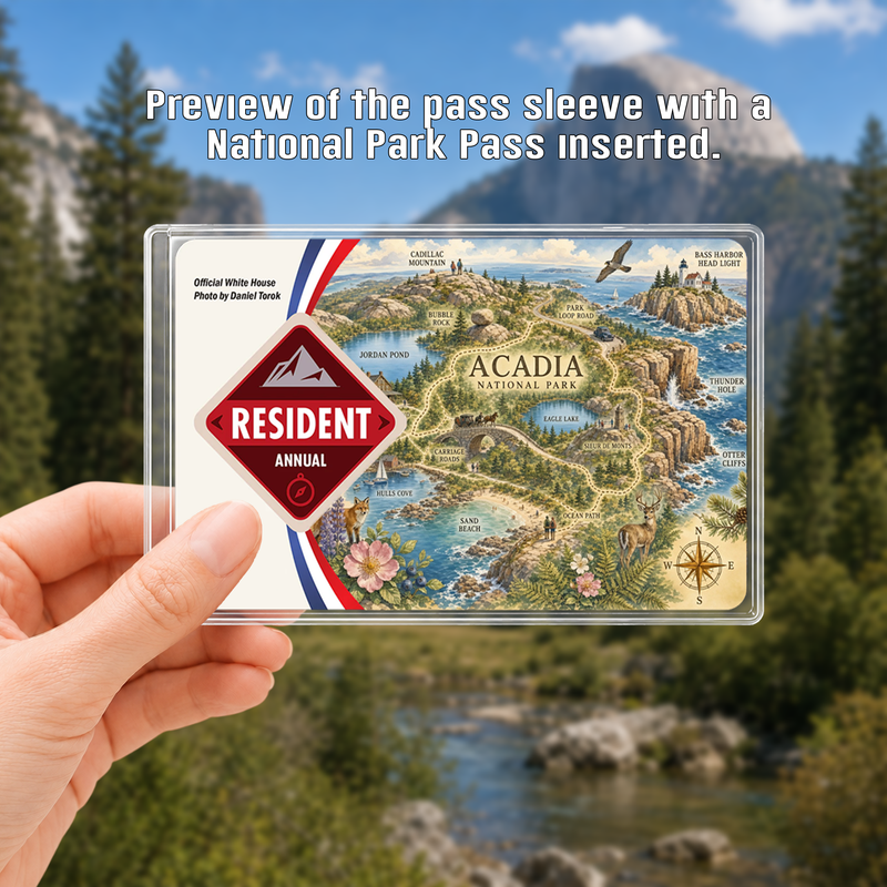 Acadia Map National Park Pass Sleeve | Gift For Hikers & Travel Lovers