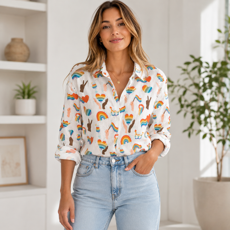Rainbow Love Pride Women Blouse Shirt | Gift For Pride Month