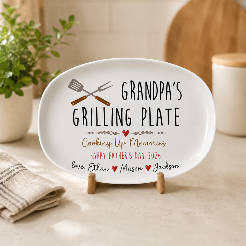 Custom Grandpa Grilling Plate | Father’s Day Gift from Grandkids