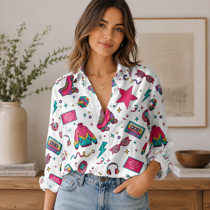 Retro 90s Aesthetic Pop Culture Blouse Shirt | Gift For Vintage Lovers