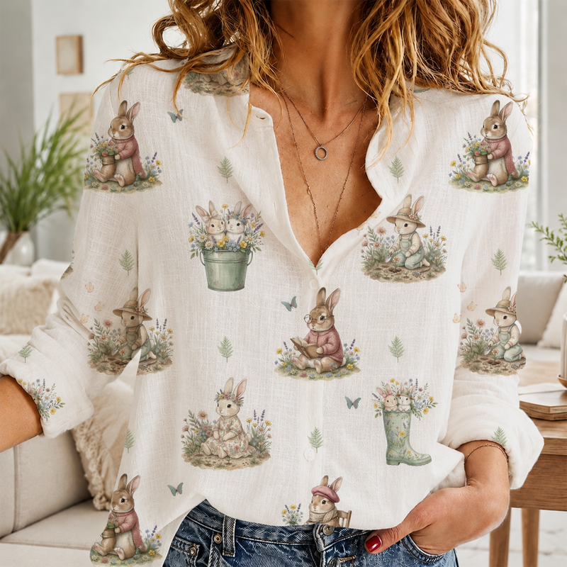 Garden Bunny Women Blouse Shirt | Gift For Bunny Lovers