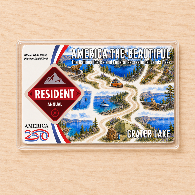 Crater Lake National Park Map Pass Sleeve – America the Beautiful Card Cover for Hikers & Travel Lovers
