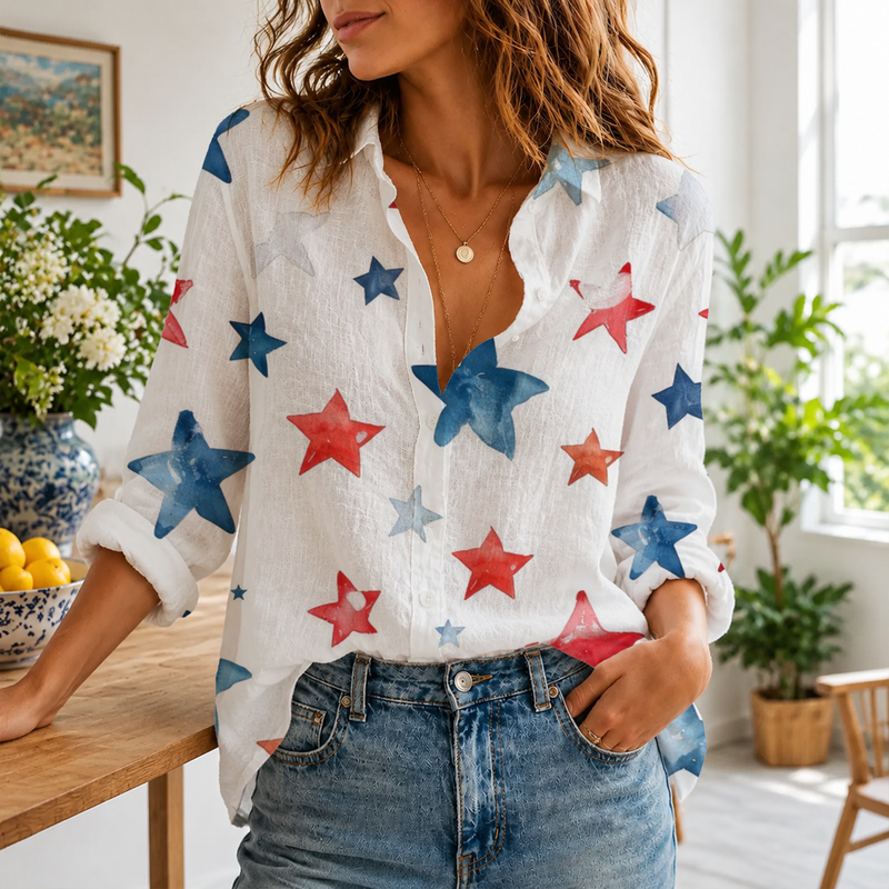 Patriotic Stars 4th Of July Blouse | USA 250th Anniversary Shirt For Women