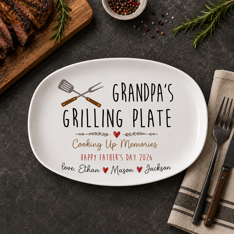 Custom Grandpa Grilling Plate | Father’s Day Gift from Grandkids